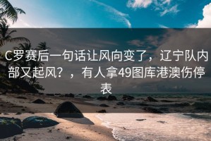 C罗赛后一句话让风向变了，辽宁队内部又起风？，有人拿49图库港澳伤停表
