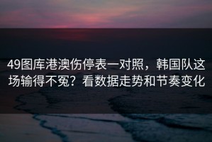 49图库港澳伤停表一对照，韩国队这场输得不冤？看数据走势和节奏变化