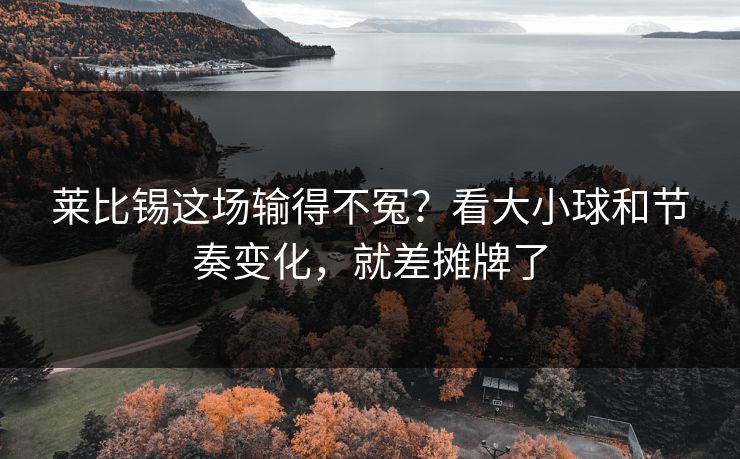 莱比锡这场输得不冤?看大小球和节奏变化,就差摊牌了 莱比锡这场输得不冤?看大小球和节奏变化,就差摊牌了