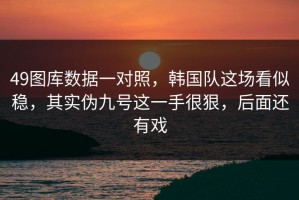 49图库数据一对照，韩国队这场看似稳，其实伪九号这一手很狠，后面还有戏