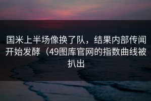 国米上半场像换了队，结果内部传闻开始发酵（49图库官网的指数曲线被扒出