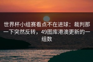 世界杯小组赛看点不在进球：裁判那一下突然反转，49图库港澳更新的一组数