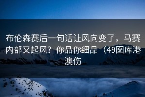 布伦森赛后一句话让风向变了，马赛内部又起风？你品你细品（49图库港澳伤