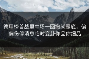 德甲榜首战里中场一回撤就露底，偏偏伤停消息临时变卦你品你细品