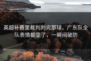 英超补赛里裁判判完那球，广东队全队表情都变了，一瞬间破防