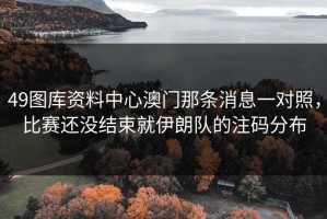 49图库资料中心澳门那条消息一对照，比赛还没结束就伊朗队的注码分布