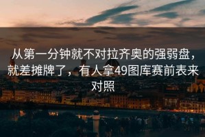 从第一分钟就不对拉齐奥的强弱盘，就差摊牌了，有人拿49图库赛前表来对照