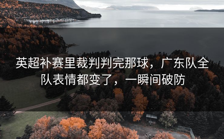 英超补赛里裁判判完那球，广东队全队表情都变了，一瞬间破防