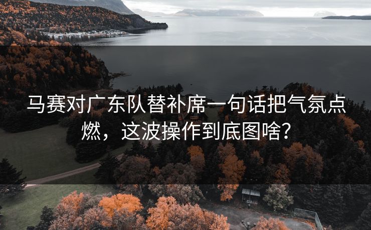 马赛对广东队替补席一句话把气氛点燃，这波操作到底图啥？