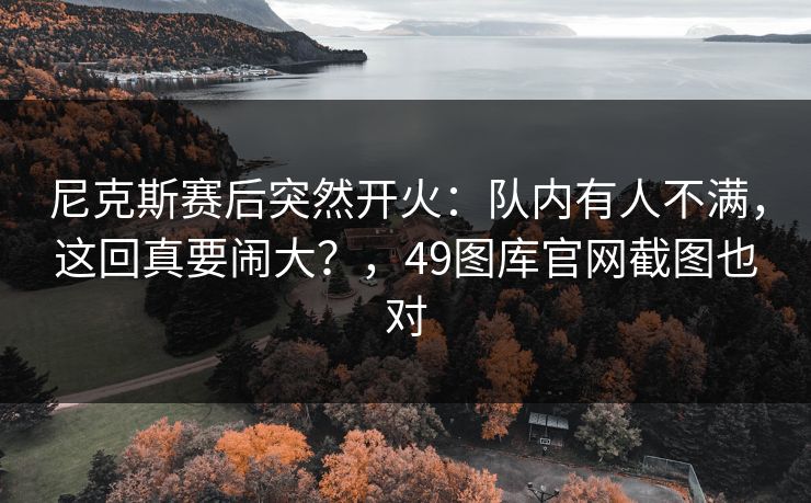 尼克斯赛后突然开火：队内有人不满，这回真要闹大？，49图库官网截图也对